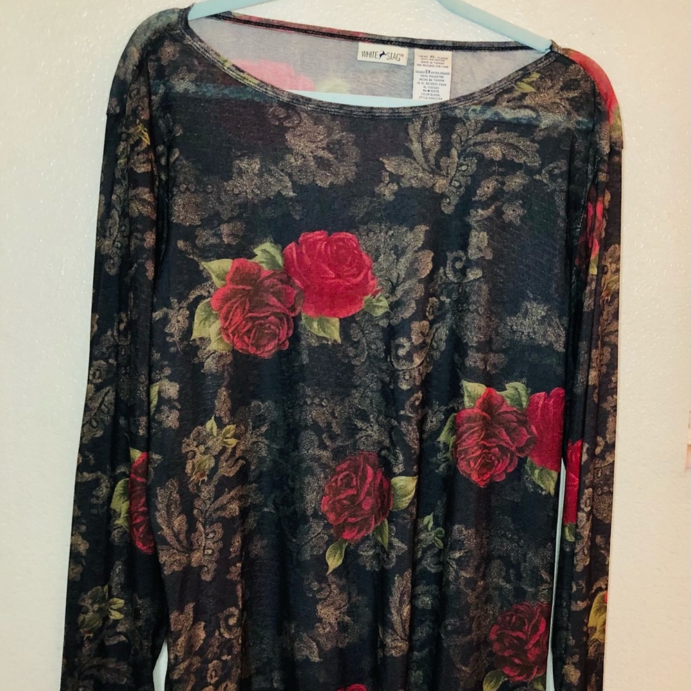 WHITE STAG FLORAL SHIRT WOMEN SOZE XL LONG SLEEVE CLASSIC